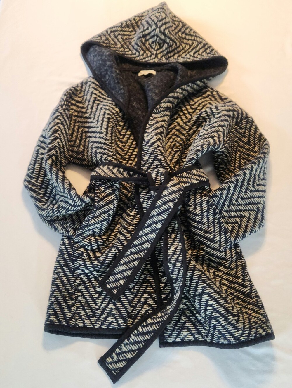 Madewell Herringbone Hooded Wrap Coat Jacket
